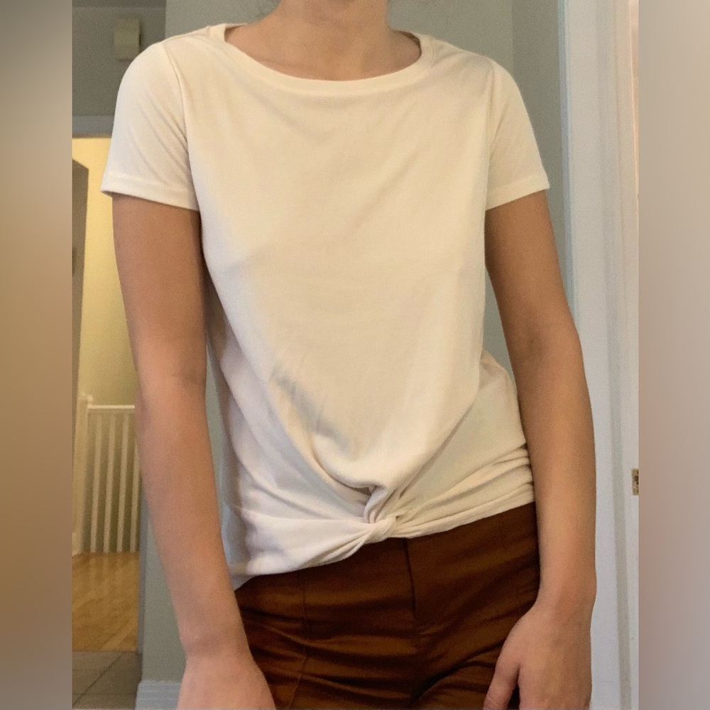 Dynamite Cream Front Knot Ribbed Top - Picture 7 of 8